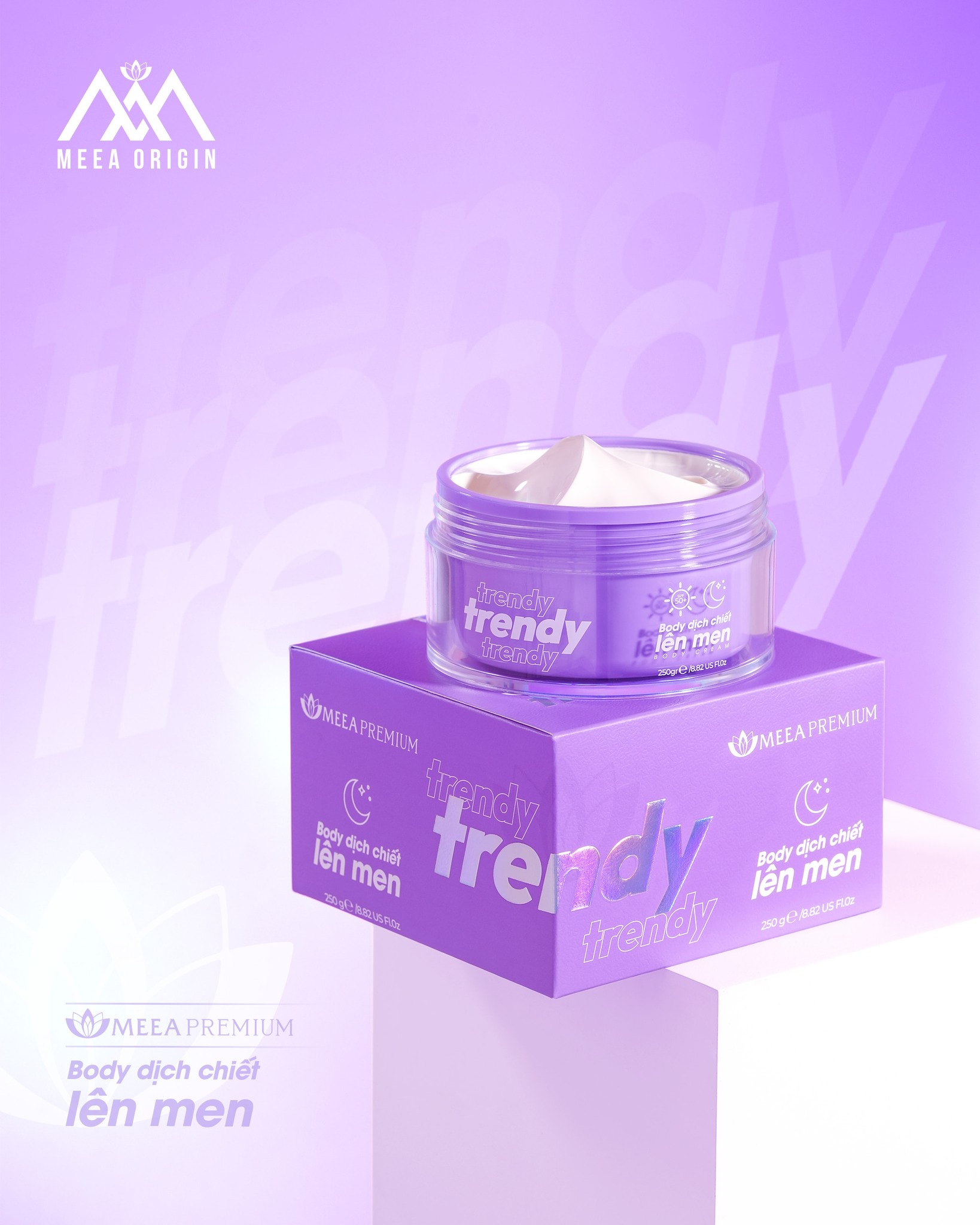 Trendy Meea Premium Body Cream Fermented Extract Get 1 Free White Mask